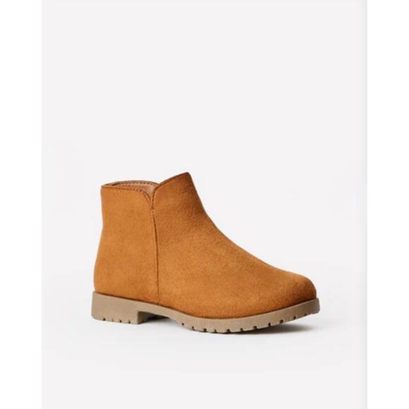 FabKids Brown Faux Suede Side Zip Ankle Booties - Size 3 - Picture 4 of 5